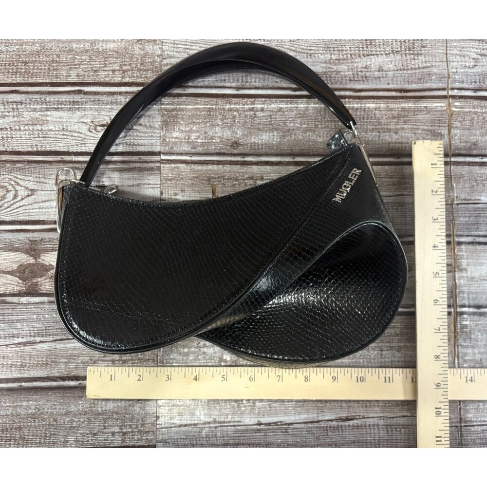 MUGLER Leather Spiral Curve 01 Crossbody Bag snake motif mspr $2085 - Picture 7 of 9